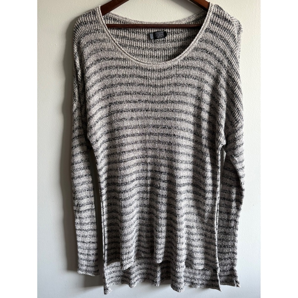 Volcom Gray Black Striped Oversized Hi-Low Sweater Size Large